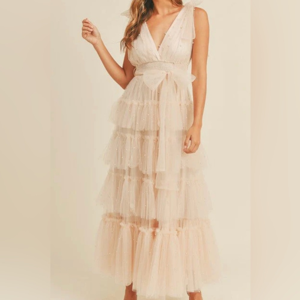 Millie Lynn Boutique Pink Pearl Tulle Dress